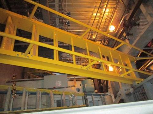 Boiler room catwalks and fixed ship ladders constructed of structural steel